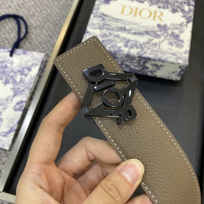 디올 DIOR 클래식 레터 캔버스 가죽 벨트 001-176434