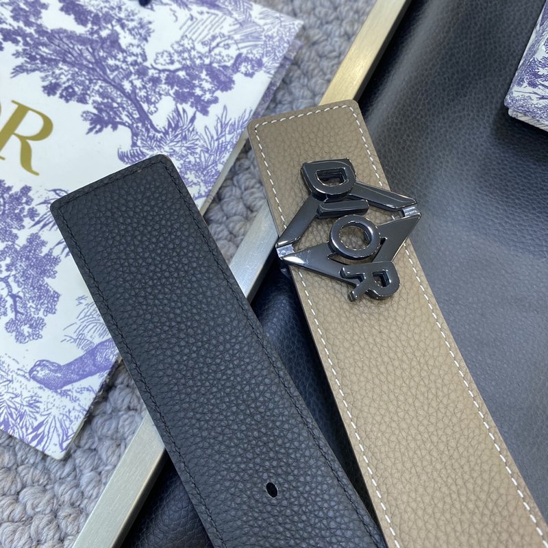 디올 DIOR 클래식 레터 캔버스 가죽 벨트 001-176434