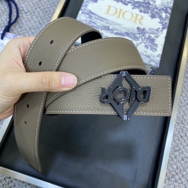 디올 DIOR 클래식 레터 캔버스 가죽 벨트 001-176434
