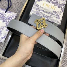 디올 DIOR 클래식 레터 캔버스 가죽 벨트 001-176435