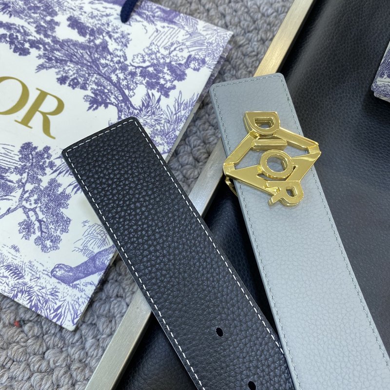 디올 DIOR 클래식 레터 캔버스 가죽 벨트 001-176435