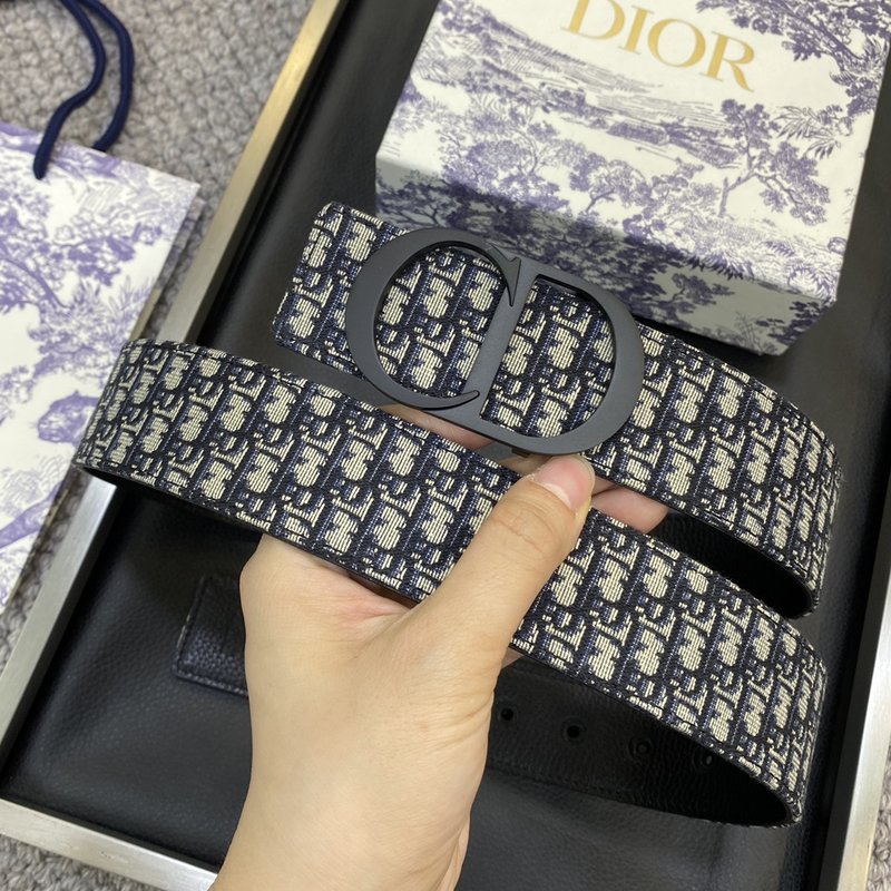 디올 DIOR 클래식 레터 패브릭 가죽 벨트 3.8CM 001-176437