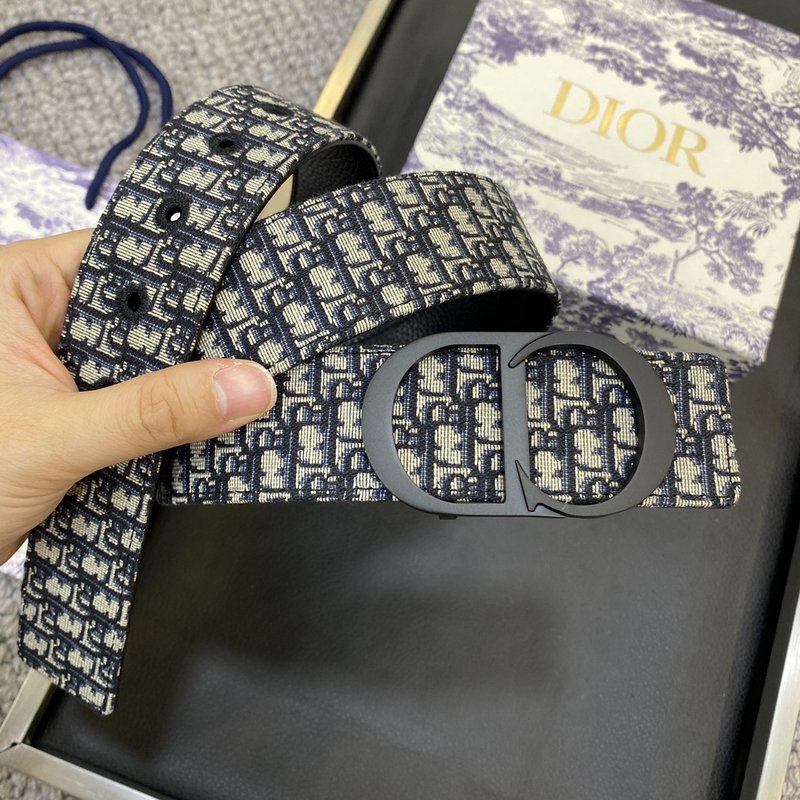 디올 DIOR 클래식 레터 패브릭 가죽 벨트 3.8CM 001-176437