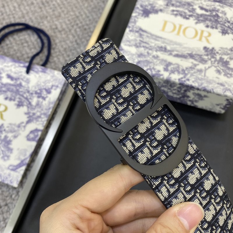 디올 DIOR 클래식 레터 패브릭 가죽 벨트 3.8CM 001-176437