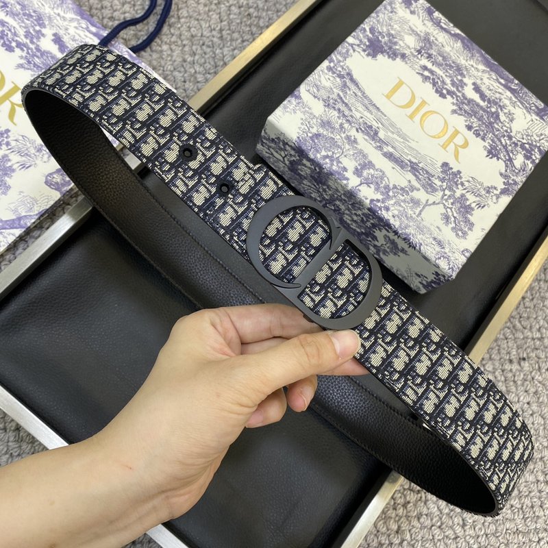 디올 DIOR 클래식 레터 패브릭 가죽 벨트 3.8CM 001-176437
