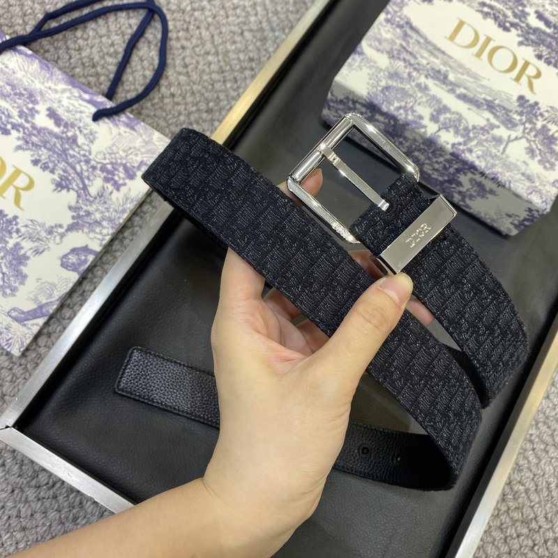 디올 DIOR 클래식 레터 패브릭 양면 소 가죽 벨트 001-176450