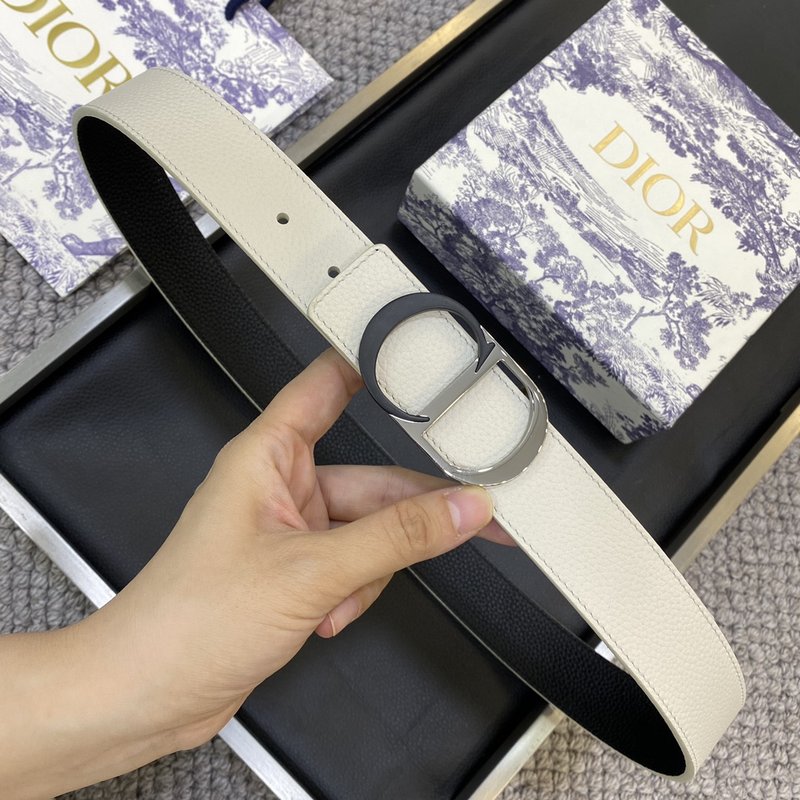 디올 DIOR 클래식 레터 캔버스 가죽 벨트 001-176455
