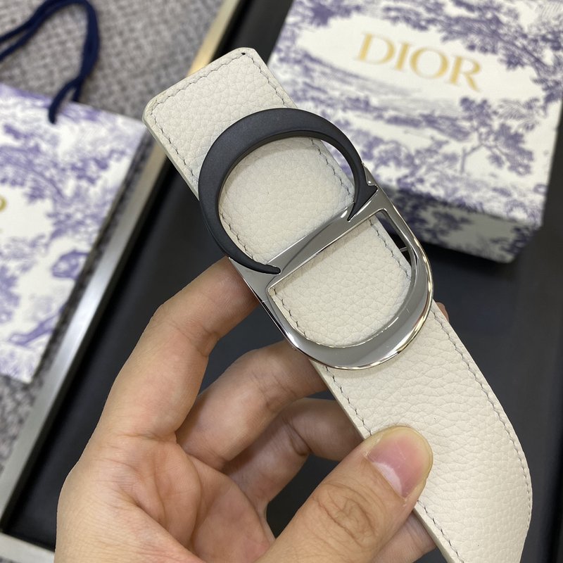 디올 DIOR 클래식 레터 캔버스 가죽 벨트 001-176455