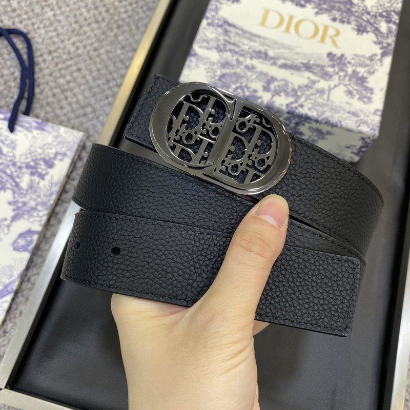 디올 DIOR 클래식 레터링 캔버스 가죽 벨트 001-176457