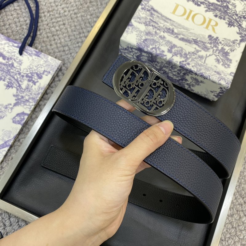 디올 DIOR 클래식 레터링 캔버스 가죽 벨트 001-176457