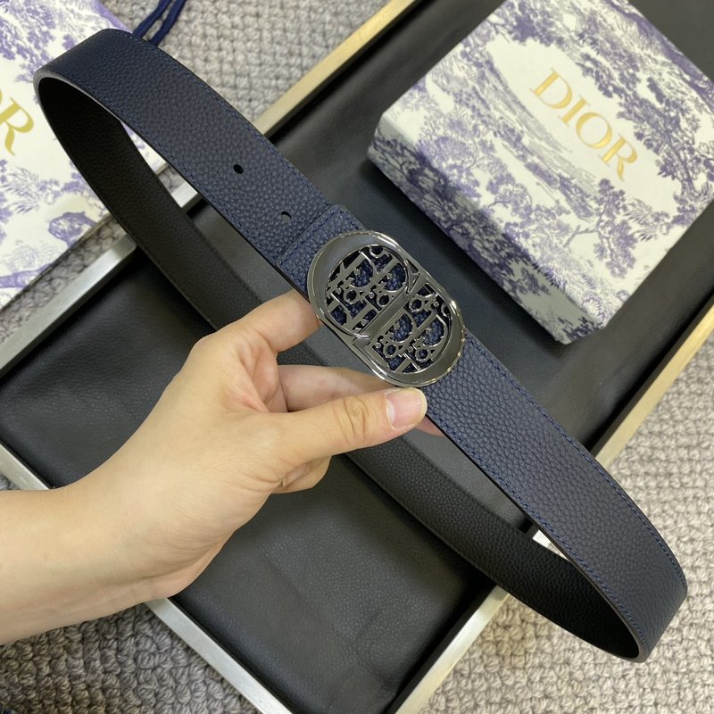 디올 DIOR 클래식 레터링 캔버스 가죽 벨트 001-176457
