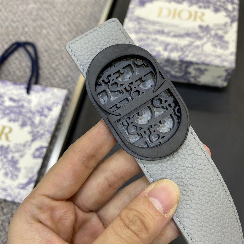 디올 DIOR 클래식 레터 캔버스 가죽 벨트 001-176458