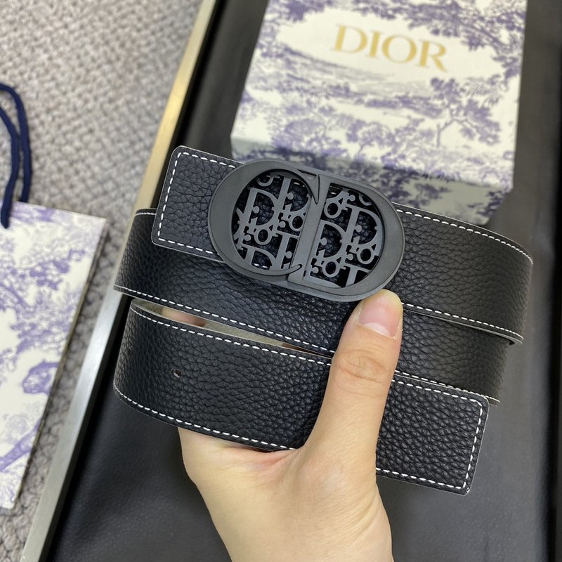 디올 DIOR 클래식 레터 캔버스 가죽 벨트 001-176458