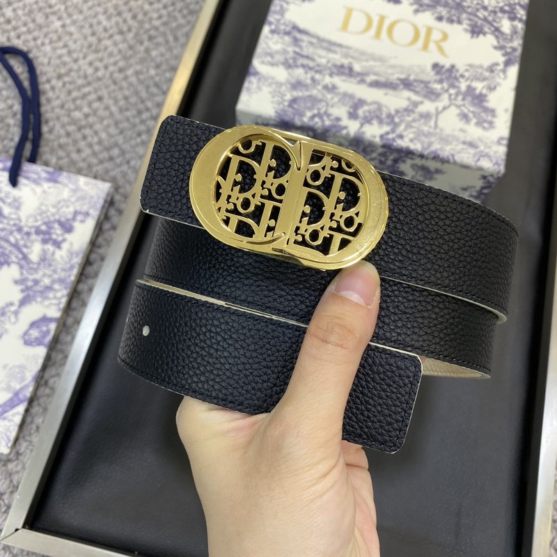 디올 DIOR 클래식 CD 버클 천연 소 가죽 벨트 001-176459
