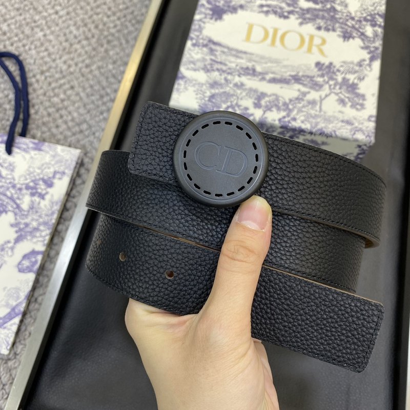 디올 DIOR 클래식 레터 캔버스 가죽 벨트 001-176462