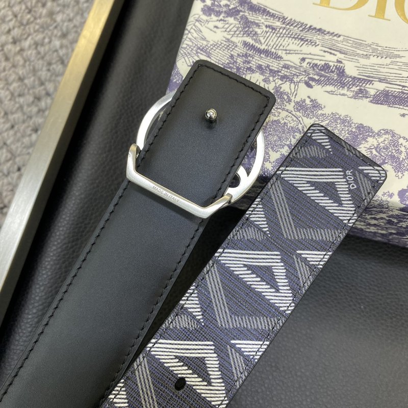 디올 DIOR 클래식 레터 캔버스 가죽 벨트 001-176463