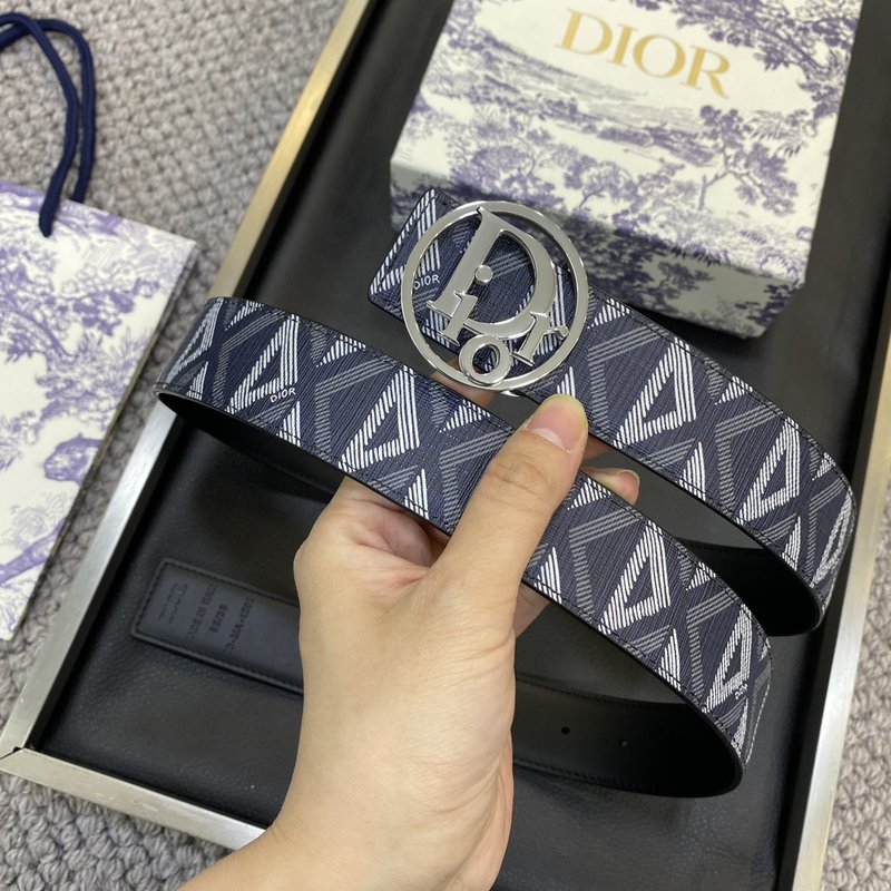 디올 DIOR 클래식 레터 캔버스 가죽 벨트 001-176463