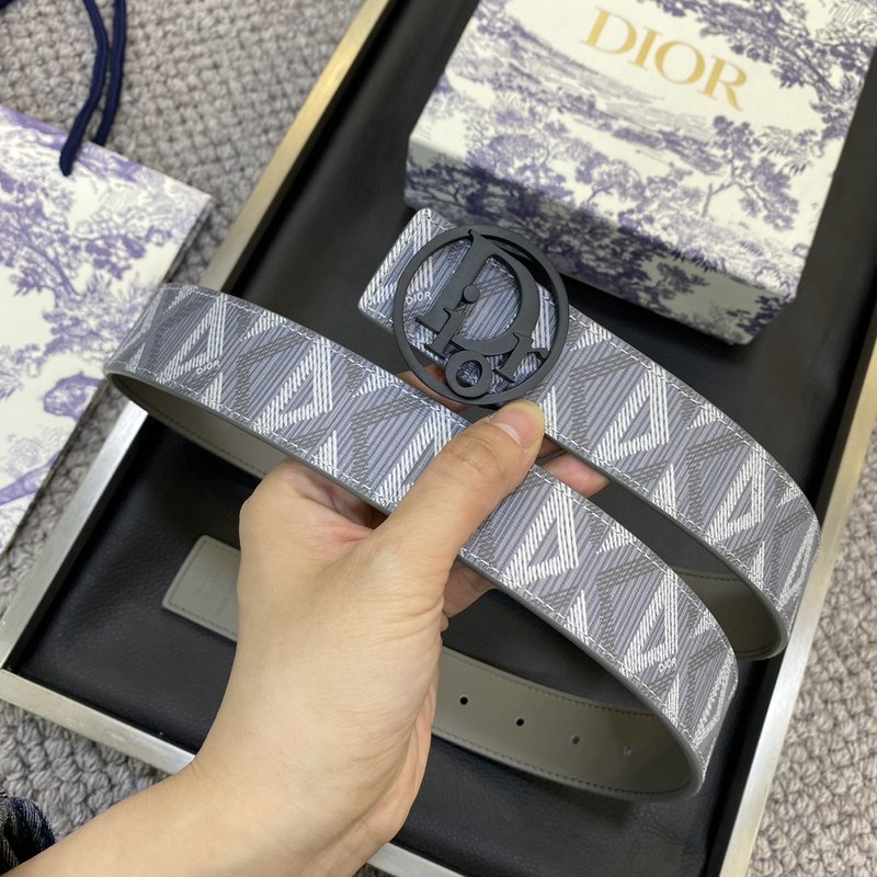 디올 DIOR 클래식 레터 캔버스 가죽 벨트 001-176464