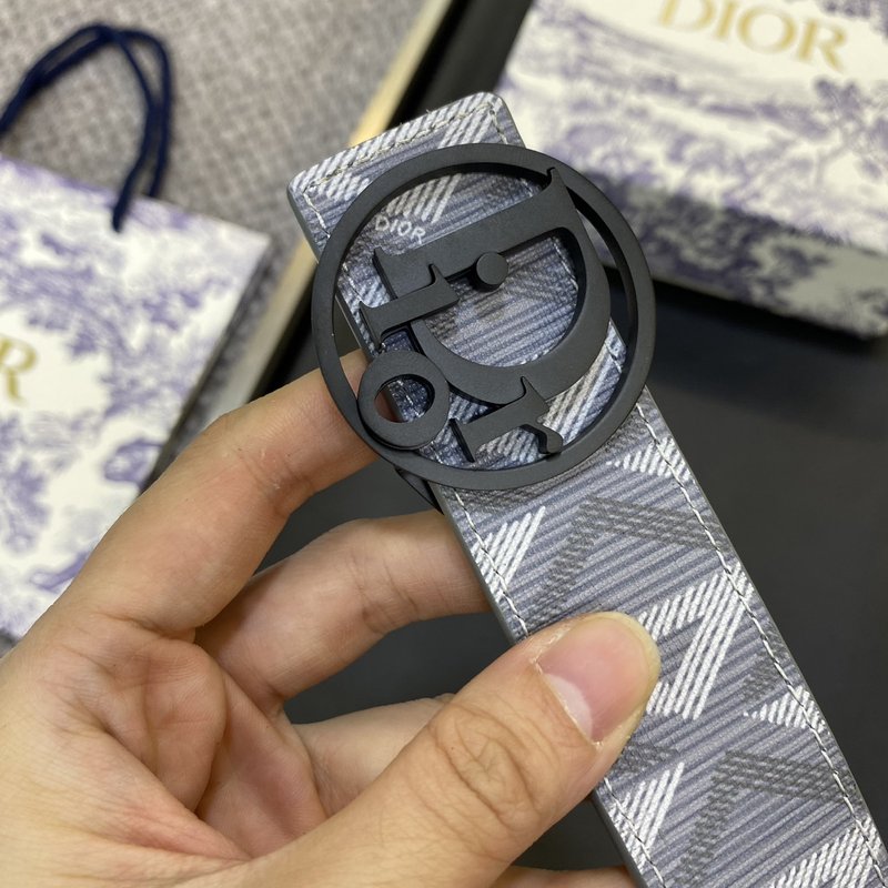 디올 DIOR 클래식 레터 캔버스 가죽 벨트 001-176464