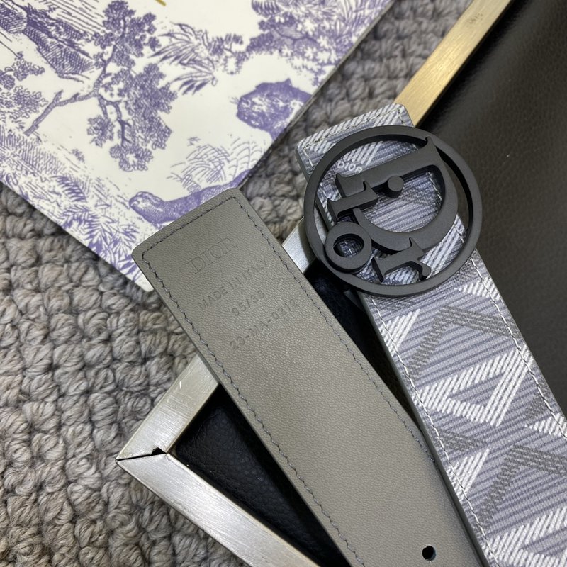 디올 DIOR 클래식 레터 캔버스 가죽 벨트 001-176464