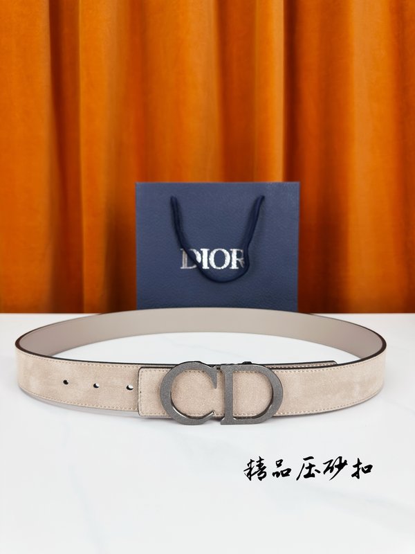 DIOR 디올 벨벳 가죽 벨트 3.5cm 폭 001-176485