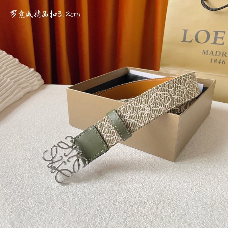 로에베 LOEWE 클래식 캔버스 소가죽 벨트 001-176584