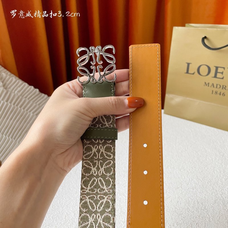 로에베 LOEWE 클래식 캔버스 소가죽 벨트 001-176584