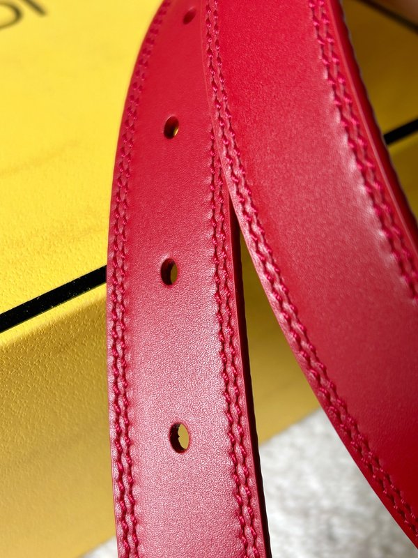 펜디 Fendi 여성용 레드 벨트 더블 F 버클 001-176628