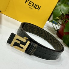 펜디 블랙 FF 더블 버클 양면 벨트 001-176641