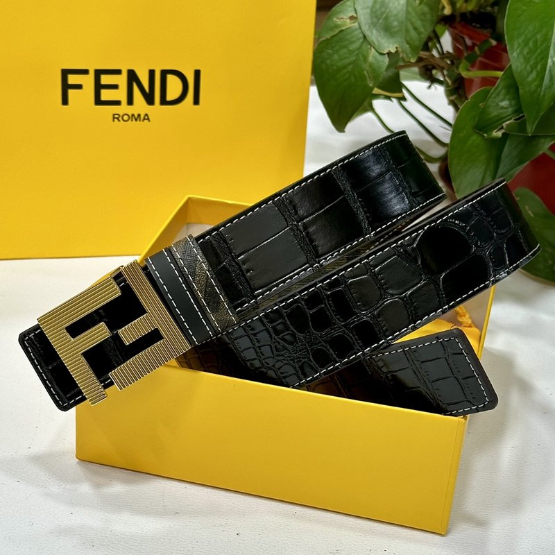 펜디 블랙 FF 더블 버클 양면 벨트 001-176641