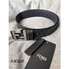 펜디 남성용 양면 벨트 FF 패턴 광택 메탈 버클 001-176650