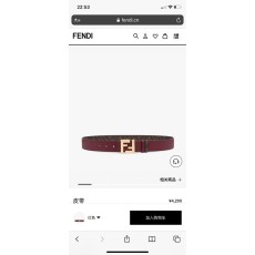 펜디 남성 양면 벨트 버건디 브라운 FF 패턴 001-176657