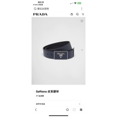 프라다 PRADA 사피아노 가죽 벨트 블랙 001-176717