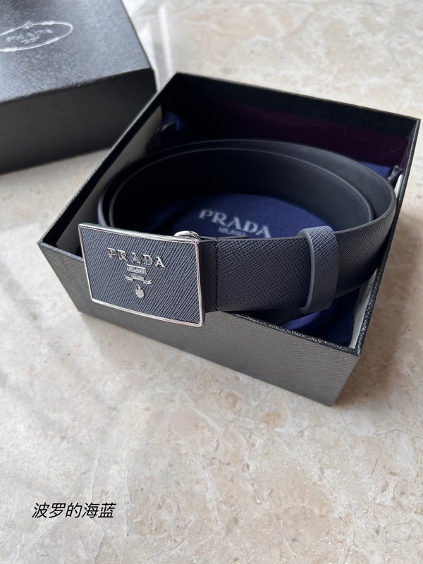 프라다 PRADA 사피아노 가죽 벨트 블랙 001-176717