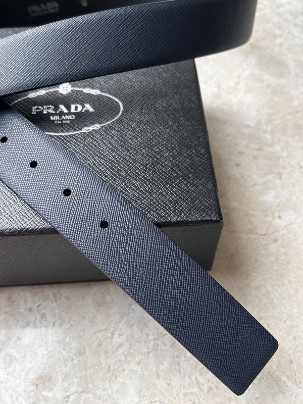 프라다 PRADA 사피아노 가죽 벨트 블랙 001-176717
