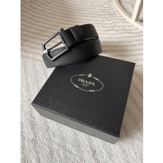 프라다 남성용 양면 블랙 가죽 벨트 001-176772