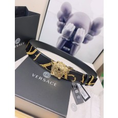 베르사체 메두사 체인 프린트 소가죽 벨트 001-176880