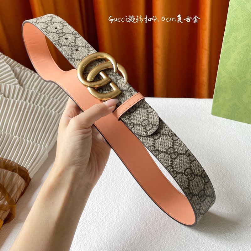 구찌 양면 벨트 앱리콧 PVC 라이트 오렌지 소가죽 001-176964