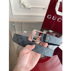 구찌 블랙 PVC 스퀘어 핀 버클 벨트 001-176984