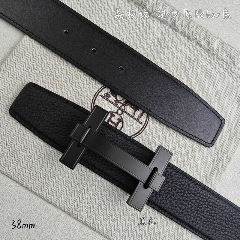 에르메스 양면 벨트 블랙 리치 그레인 버클 001-177201