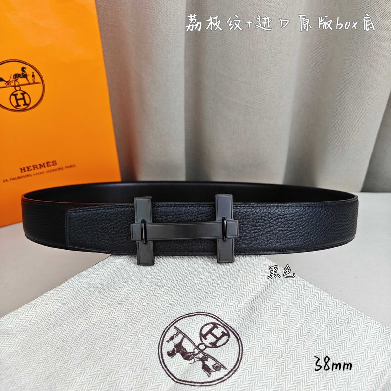 에르메스 양면 벨트 블랙 리치 그레인 버클 001-177201