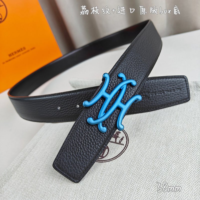 에르메스 더블 H 소 가죽 벨트 38mm 블랙 001-177202