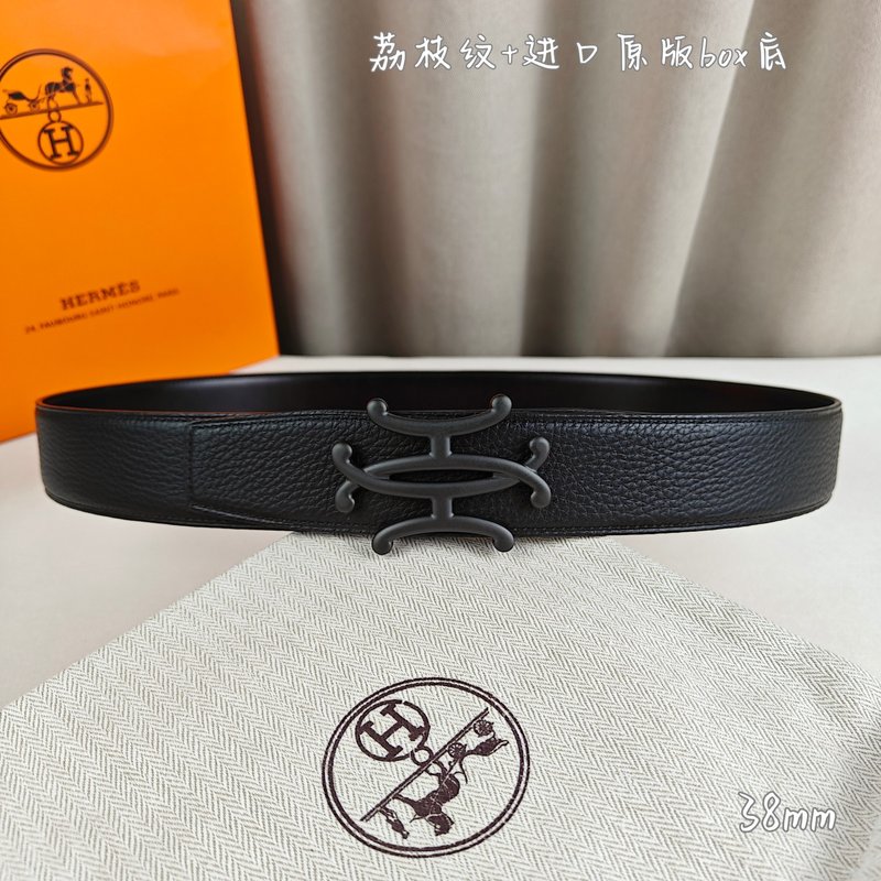 에르메스 더블 H 소 가죽 벨트 38mm 블랙 001-177202