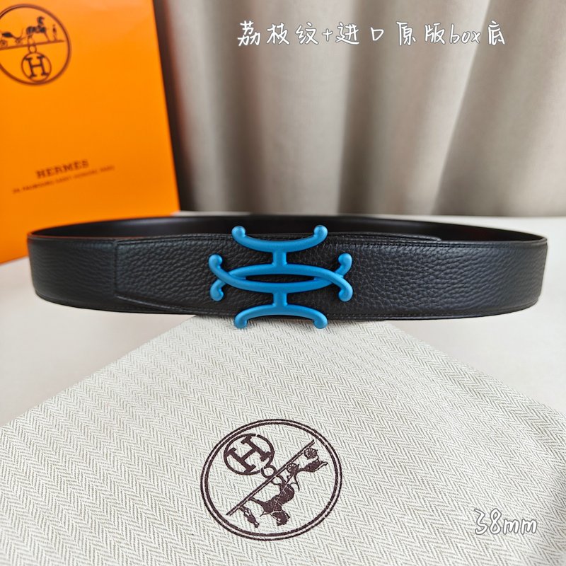 에르메스 더블 H 소 가죽 벨트 38mm 블랙 001-177202