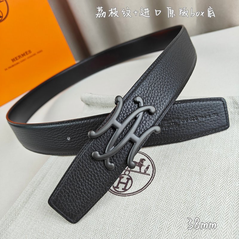 에르메스 더블 H 소 가죽 벨트 38mm 블랙 001-177202