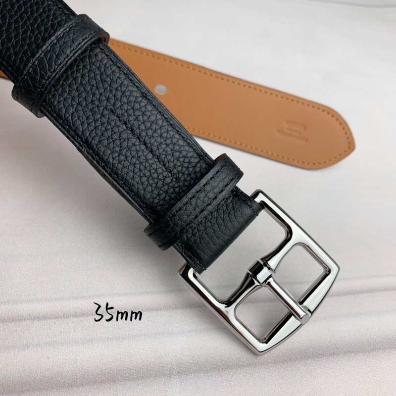 에르메스 블랙 리치 그레인 핀 버클 벨트 001-177217