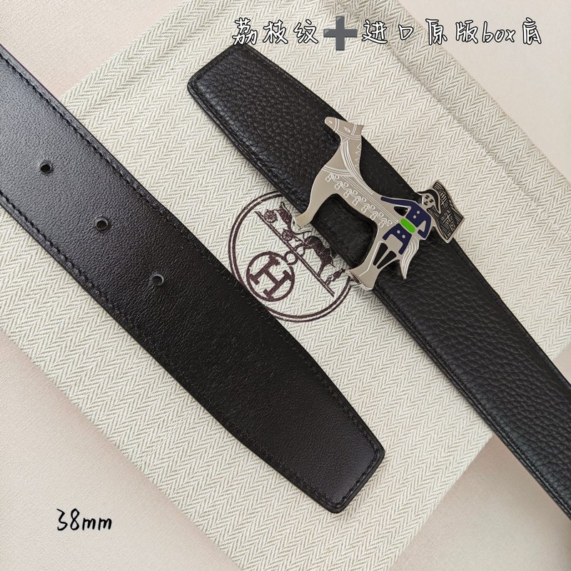 에르메스 양면 H 버클 벨트 38mm 블랙 리치 그레인 001-177224