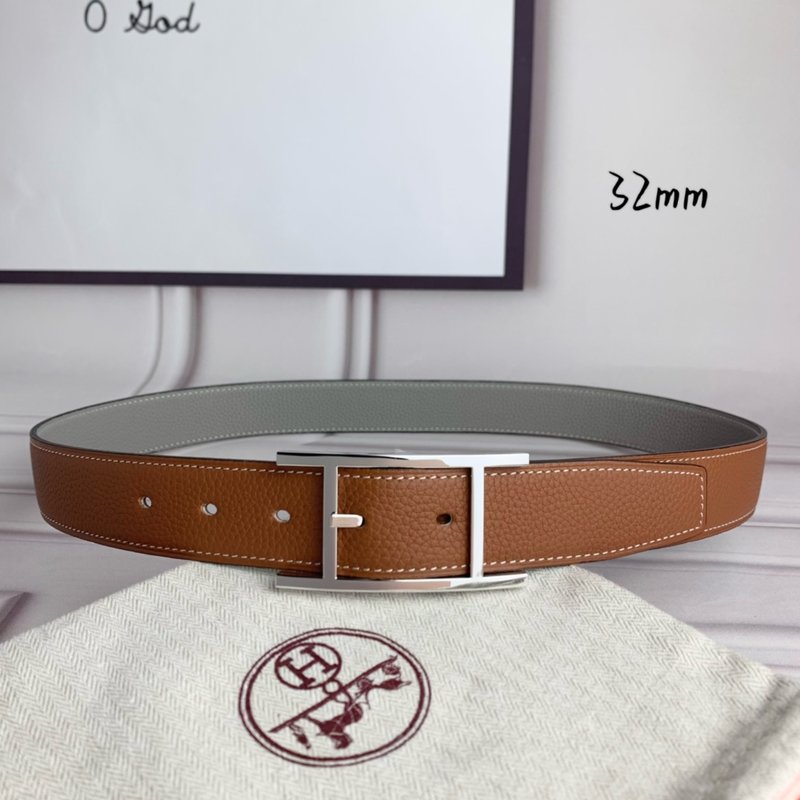 에르메스 양면 라이치 그레인 핀 버클 벨트 32mm 001-177240