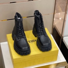 펜디 블랙 가죽 레이스 앵클 부츠 001-177457