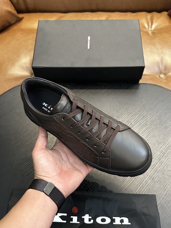 Kiton 남성 송아지 가죽 스니커즈 001-177870